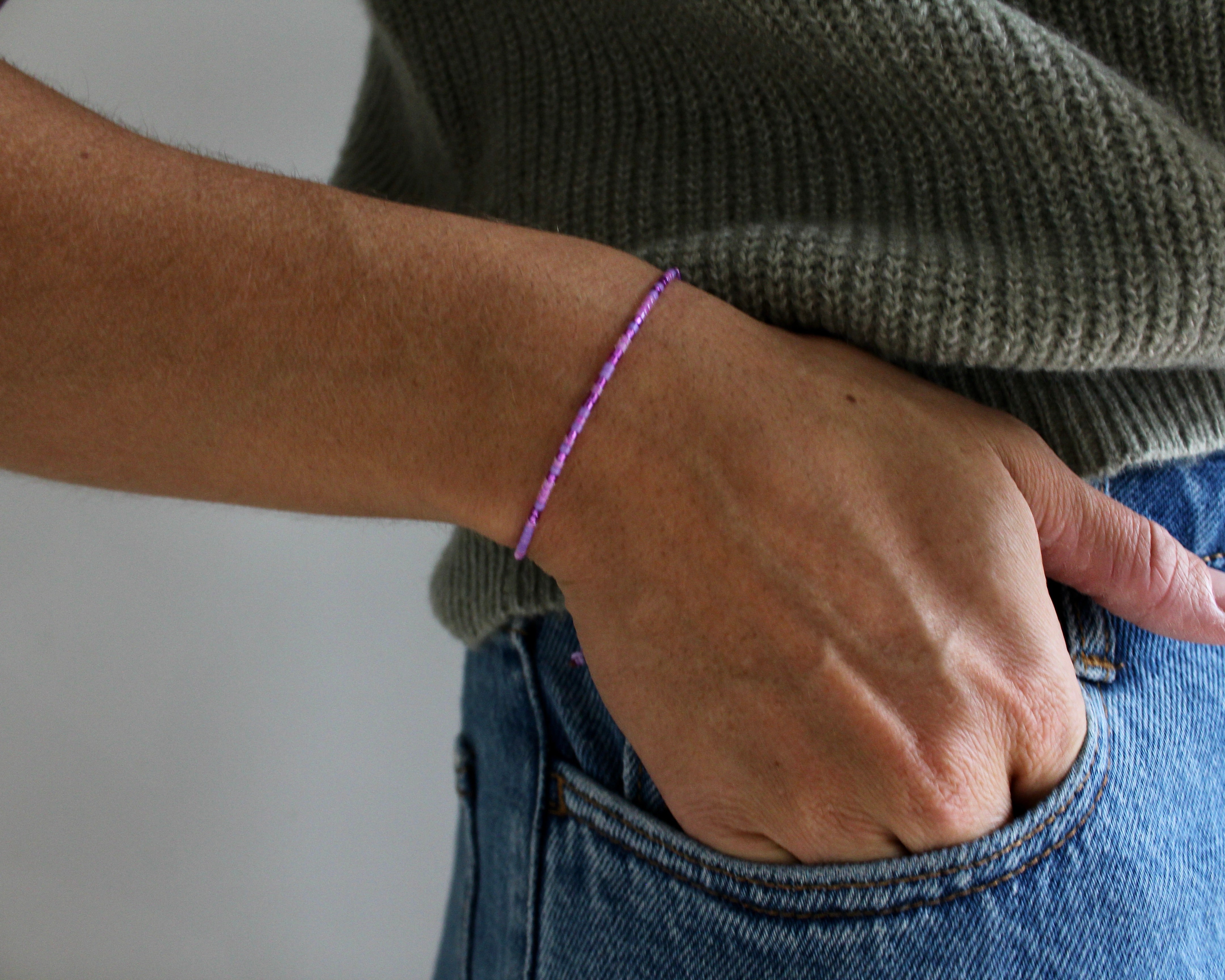 ZOCALO, bracelet de billes, mauve.