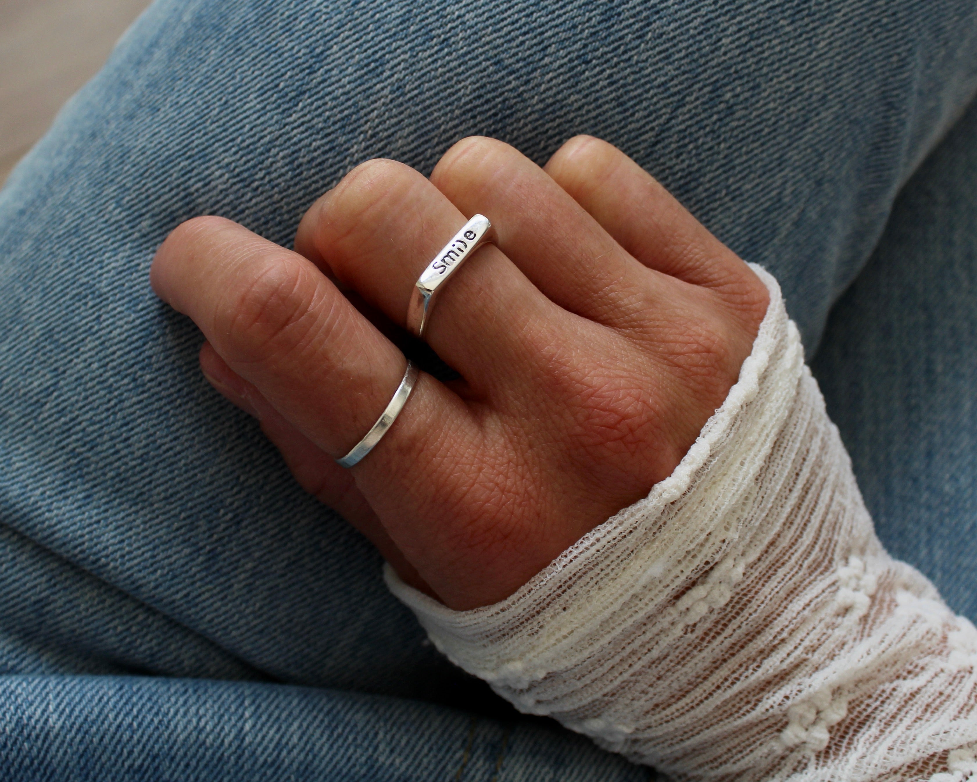 SMILE, bague argent sterling.