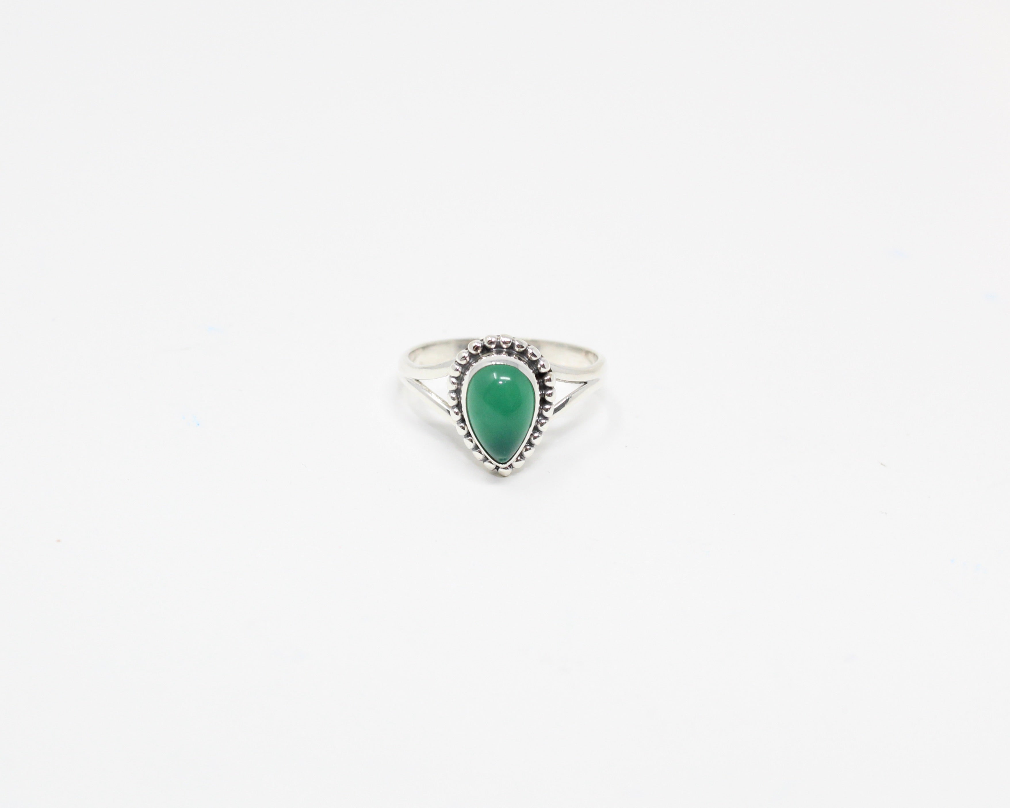 HARA, bague argent sterling et pierre semi-précieuse, onyx vert.